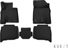 Коврики KVEST 3D для салона Lexus LX III 2й рестайлинг 2015-2021 Черные, серый кант