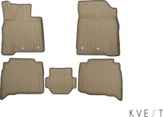 Коврики KVEST 3D для салона Toyota Land Cruiser 200 рестайлинг 2015-2021 Бежевый, серый кант