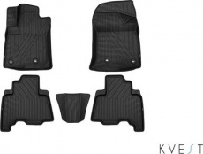 Коврики KVEST 3D для салона Toyota Land Cruiser Prado 150 Рестайлинг 2013-2017 Черный, серый кант